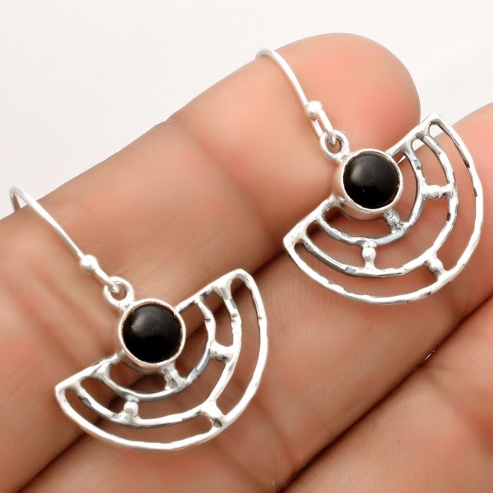 Natural Black Onyx - Brazil Earrings SDE67236 E-1225, 6x6 mm