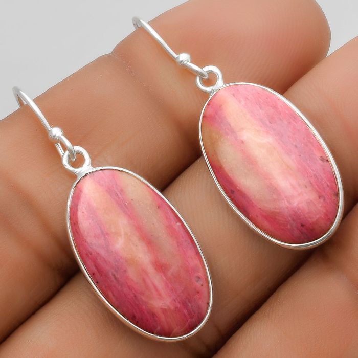 Natural Pink Tulip Quartz Earrings SDE67446 E-1001, 12x22 mm