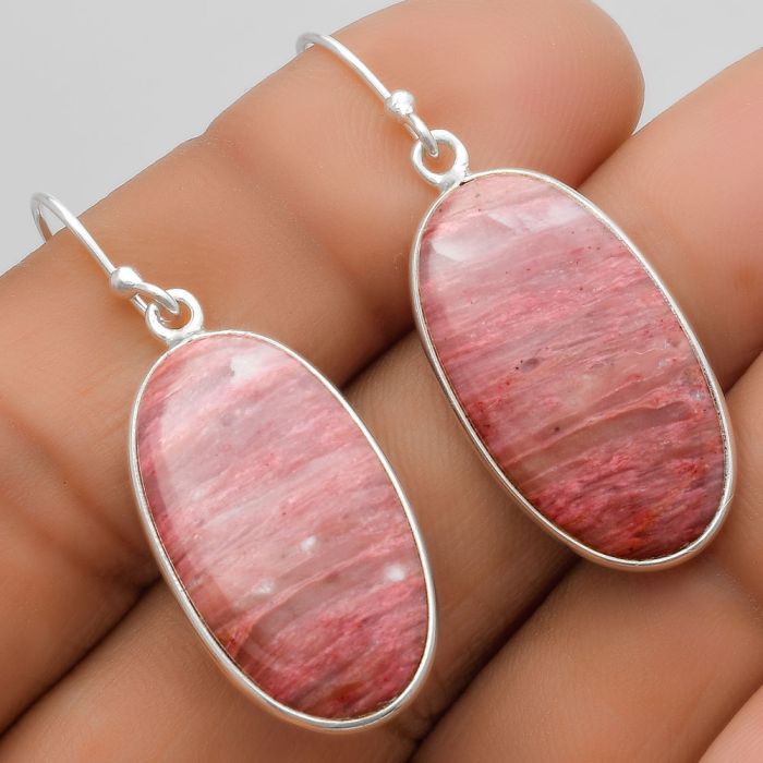 Natural Pink Tulip Quartz Earrings SDE67531 E-1001, 14x25 mm
