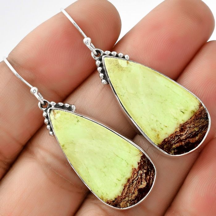 Natural Lemon Chrysocolla - Brazil Earrings SDE68856 E-1057, 14x29 mm