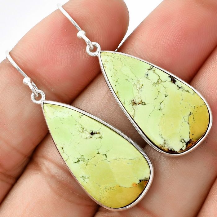 Natural Lemon Chrysocolla - Brazil Earrings SDE69188 E-1001, 14x27 mm