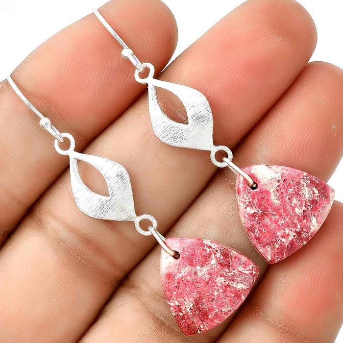 Natural Pink Thulite - Norway Earrings SDE69257 E-1094, 15x15 mm