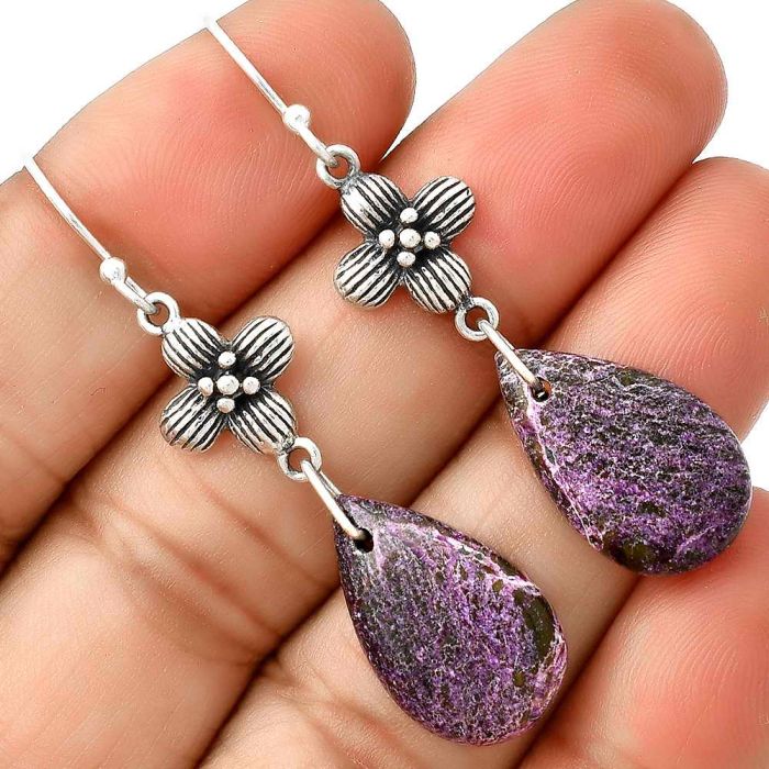 Floral - Purpurite - South Africa Earrings SDE69274 E-1237, 12x20 mm