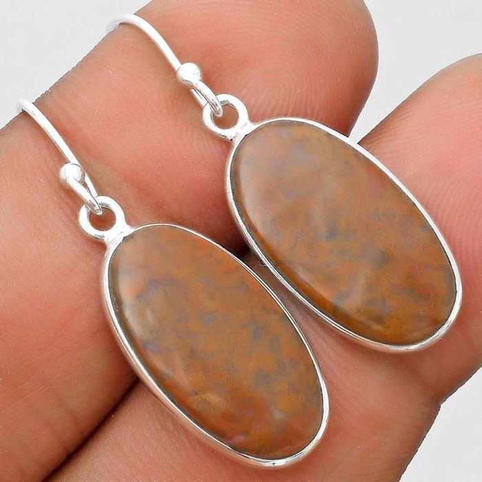 Natural Red Moss Agate Earrings SDE69399 E-1001, 11x20 mm