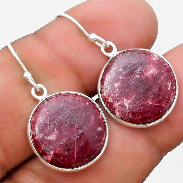 Natural Pink Thulite - Norway Earrings SDE69531 E-1001, 16x16 mm