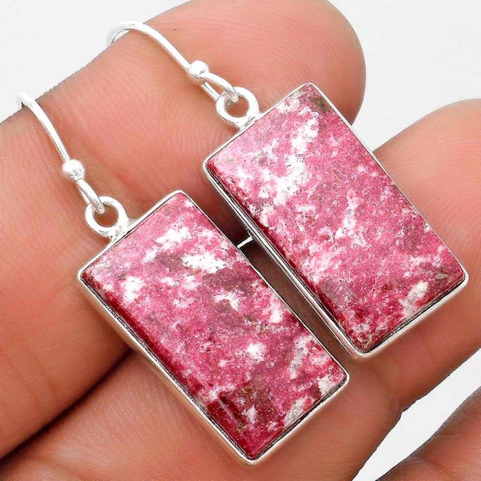Natural Pink Thulite - Norway Earrings SDE69595 E-1001, 11x20 mm