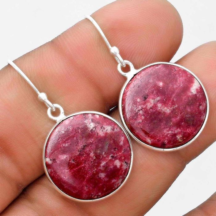 Natural Pink Thulite - Norway Earrings SDE69613 E-1001, 18x18 mm