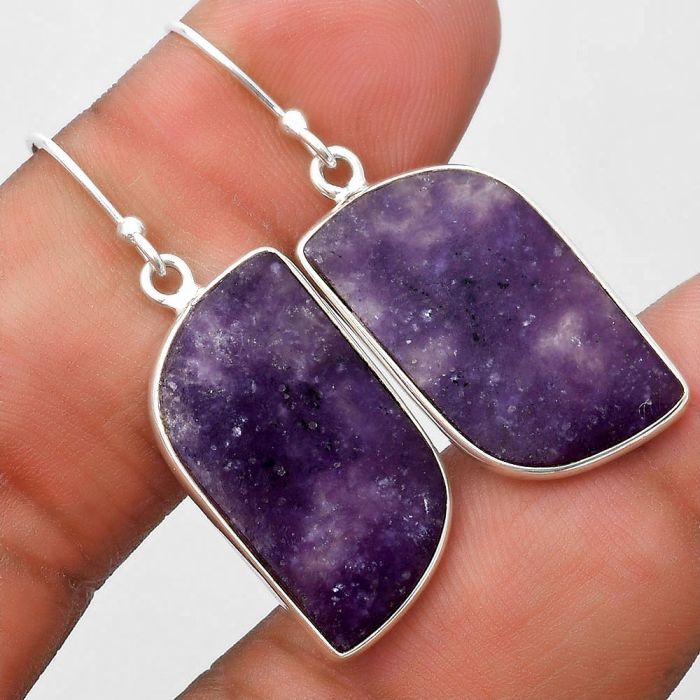 Natural Purple Lepidolite Earrings SDE69756 E-1001, 14x25 mm