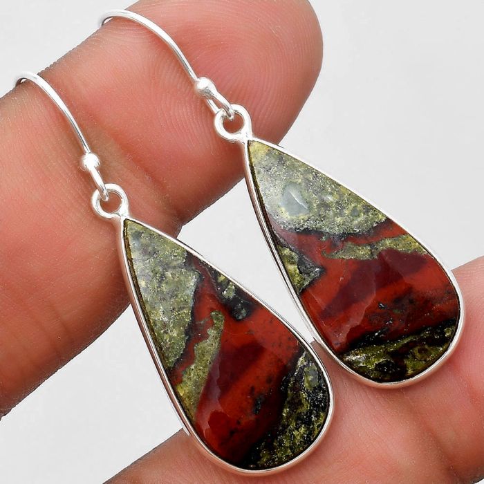 Dragon Blood Stone - South Africa Earrings SDE69785 E-1001, 13x26 mm