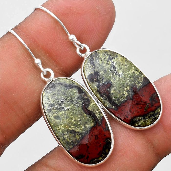 Dragon Blood Stone - South Africa Earrings SDE69786 E-1001, 13x24 mm