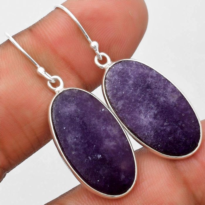 Natural Purple Lepidolite Earrings SDE69824 E-1001, 14x24 mm