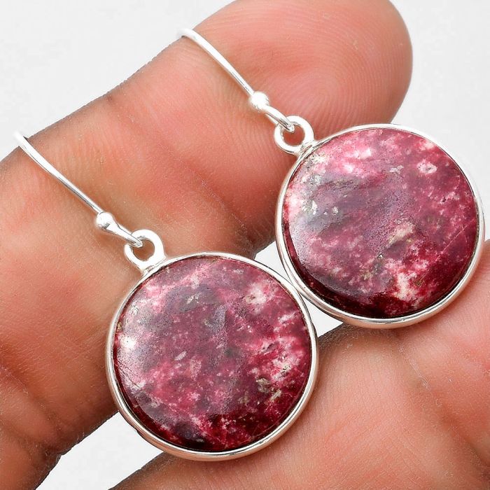 Natural Pink Thulite - Norway Earrings SDE69849 E-1001, 17x17 mm
