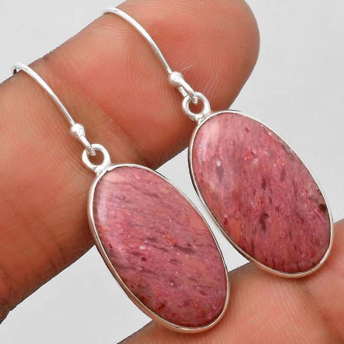 Natural Pink Tulip Quartz Earrings SDE70045 E-1001, 13x22 mm