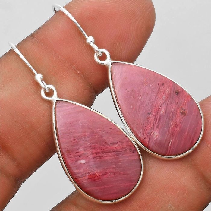 Natural Pink Tulip Quartz Earrings SDE70053 E-1001, 15x24 mm