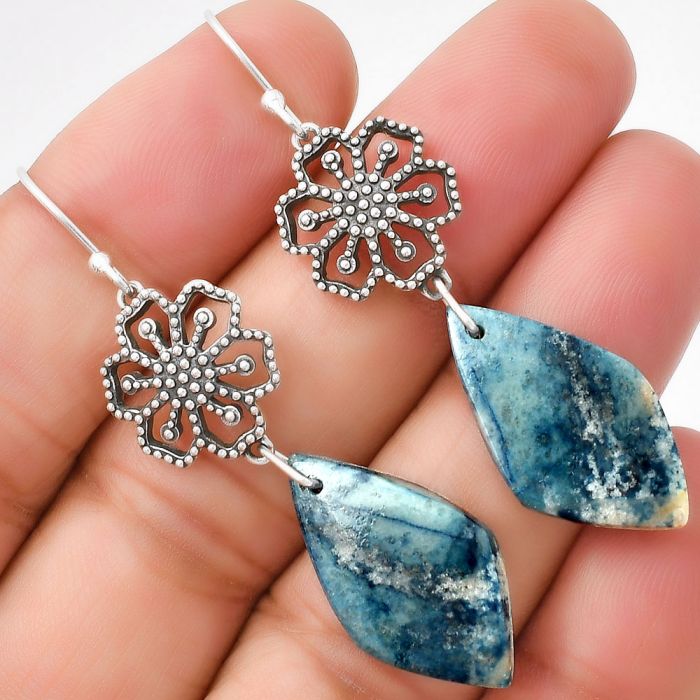 Natural Blue Scheelite - Turkey Earrings SDE71003 E-5171, 13x24 mm