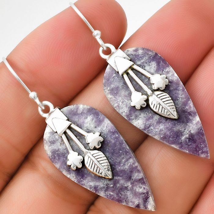 Natural Purple Lepidolite Earrings SDE71148 E-5169, 15x30 mm