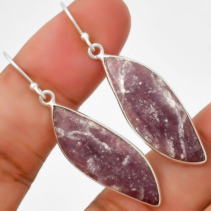 Natural Purple Lepidolite Earrings SDE71250 E-1001, 11x30 mm