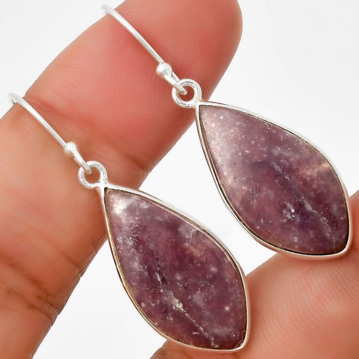 Natural Purple Lepidolite Earrings SDE71264 E-1001, 12x24 mm