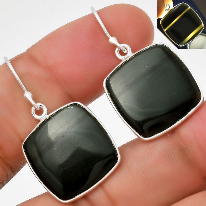 Black Lace Obsidian Earrings SDE71302 E-1001, 17x17 mm