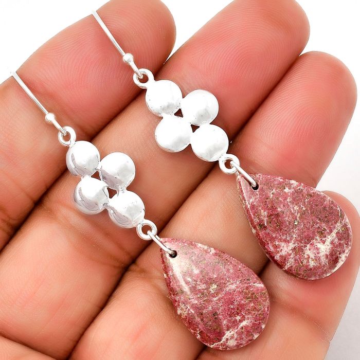 Natural Pink Thulite - Norway Earrings SDE71569 E-1094, 14x22 mm
