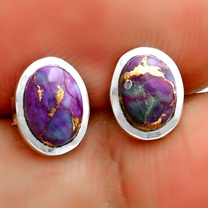 Copper Purple Turquoise - Arizona Stud Earrings SDE72915 E-1018, 7x5 mm