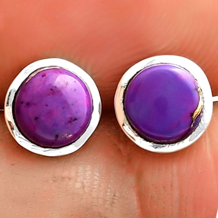 Copper Purple Turquoise - Arizona Stud Earrings SDE73079 E-1018, 6x6 mm