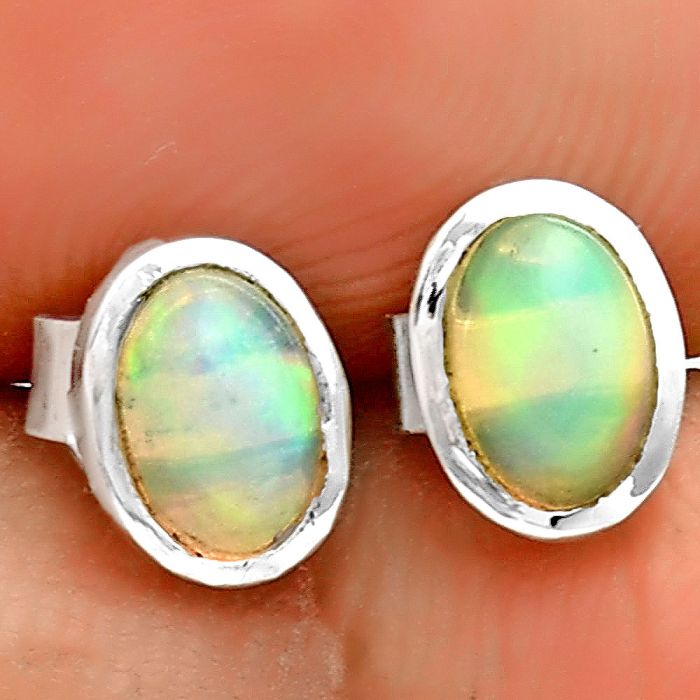 Natural Ethiopian Opal Stud Earrings SDE73159 E-1018, 6x4 mm