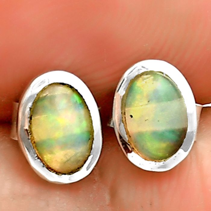 Natural Ethiopian Opal Stud Earrings SDE73160 E-1018, 6x4 mm