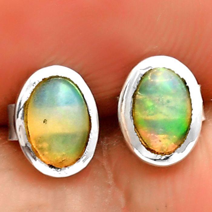 Natural Ethiopian Opal Stud Earrings SDE73166 E-1018, 6x4 mm