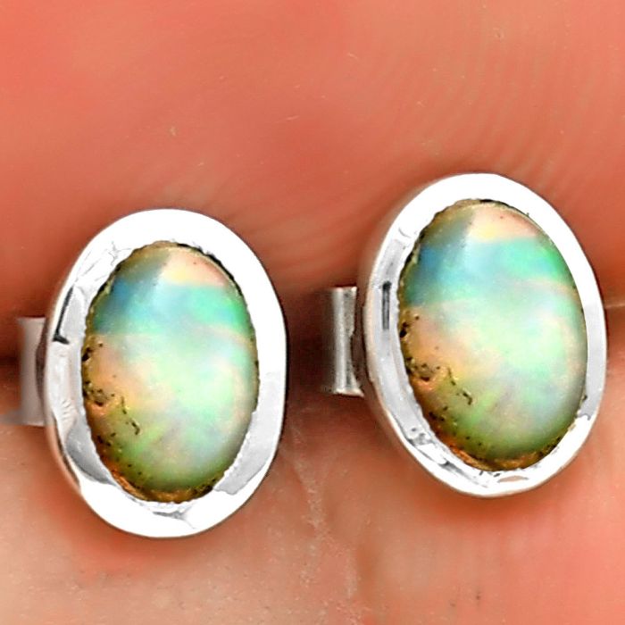 Natural Ethiopian Opal Stud Earrings SDE73173 E-1018, 6x4 mm