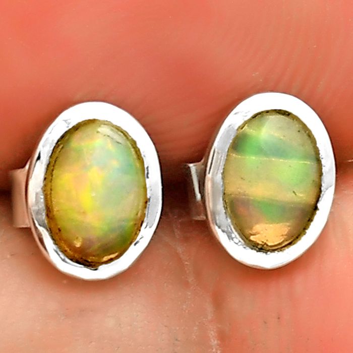 Natural Ethiopian Opal Stud Earrings SDE73175 E-1018, 6x4 mm