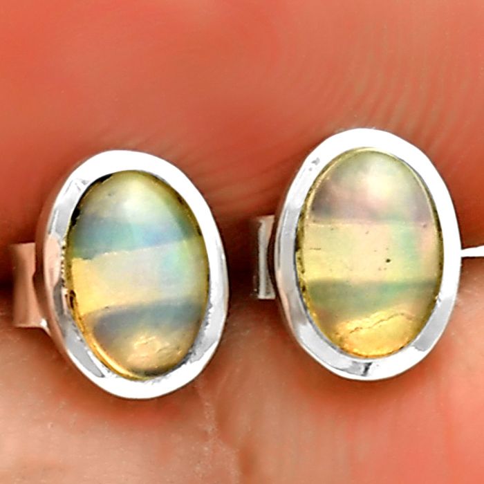 Natural Ethiopian Opal Stud Earrings SDE73178 E-1018, 6x4 mm