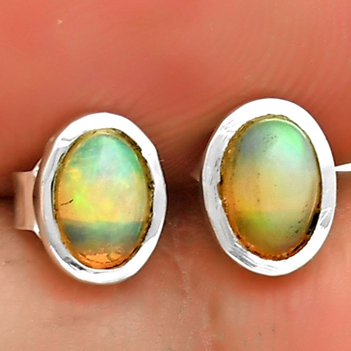 Natural Ethiopian Opal Stud Earrings SDE73180 E-1018, 6x4 mm