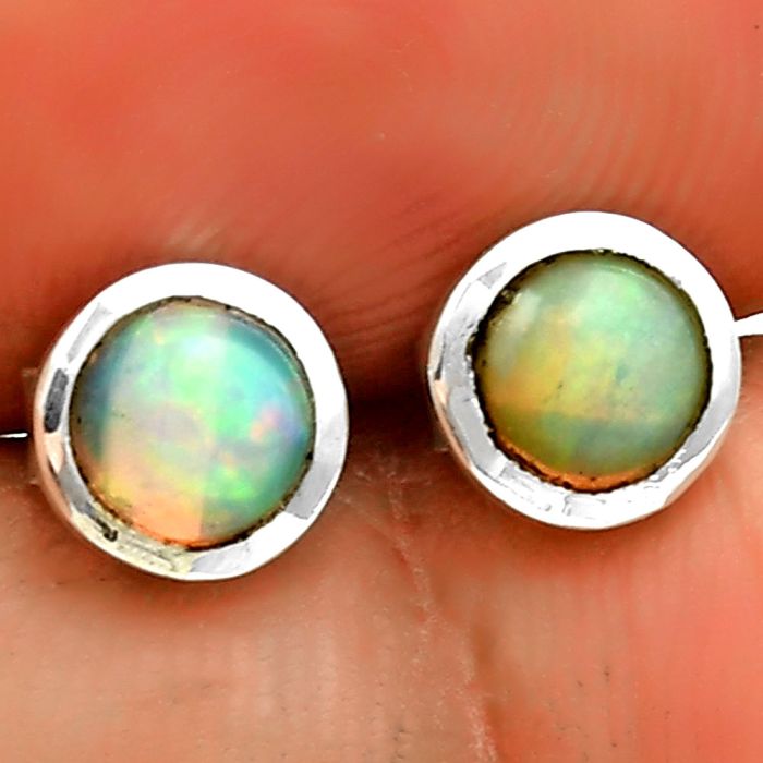 Natural Ethiopian Opal Stud Earrings SDE73185 E-1018, 5x5 mm