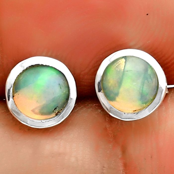 Natural Ethiopian Opal Stud Earrings SDE73220 E-1018, 5x5 mm