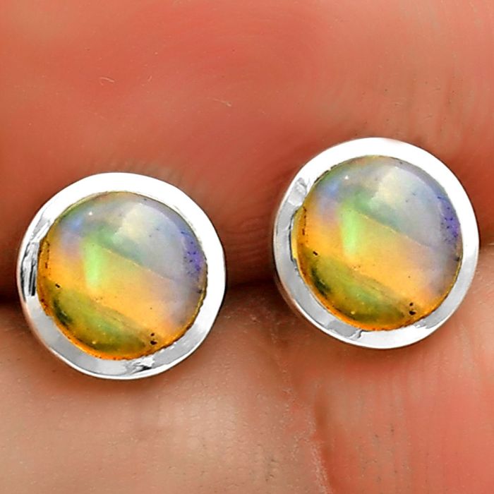 Natural Ethiopian Opal Stud Earrings SDE73237 E-1018, 6x6 mm