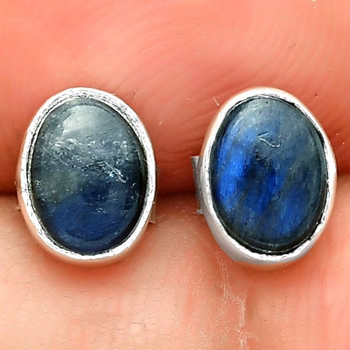 Natural Blue Fire Labradorite Stud Earrings SDE73549 E-1016, 7x5 mm