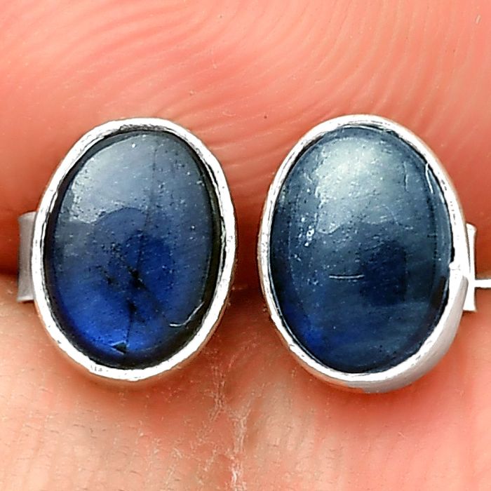Natural Blue Fire Labradorite Stud Earrings SDE73551 E-1016, 7x5 mm