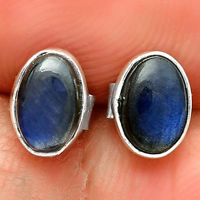 Natural Blue Fire Labradorite Stud Earrings SDE73556 E-1016, 7x5 mm