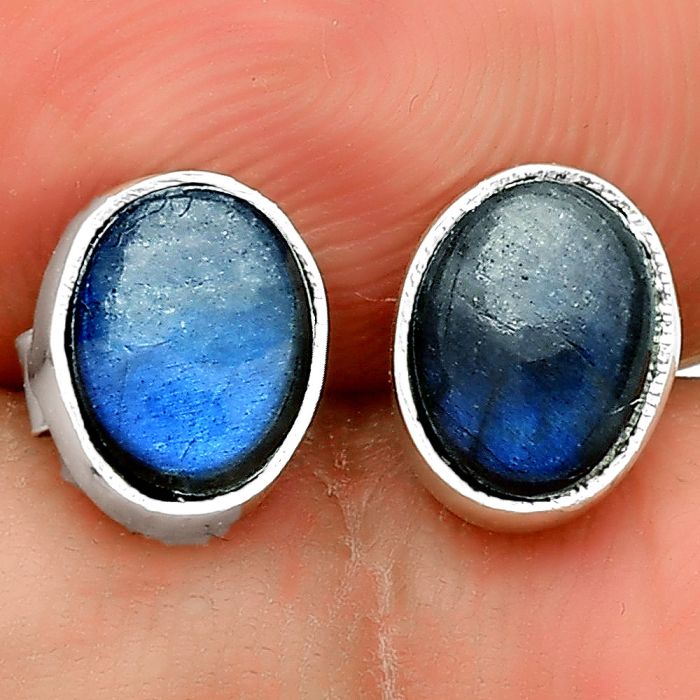 Natural Blue Fire Labradorite Stud Earrings SDE73557 E-1016, 6x8 mm