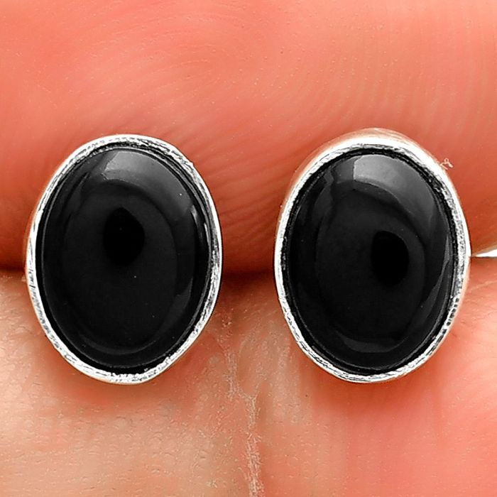 Natural Black Onyx - Brazil Stud Earrings SDE73562 E-1016, 7x5 mm