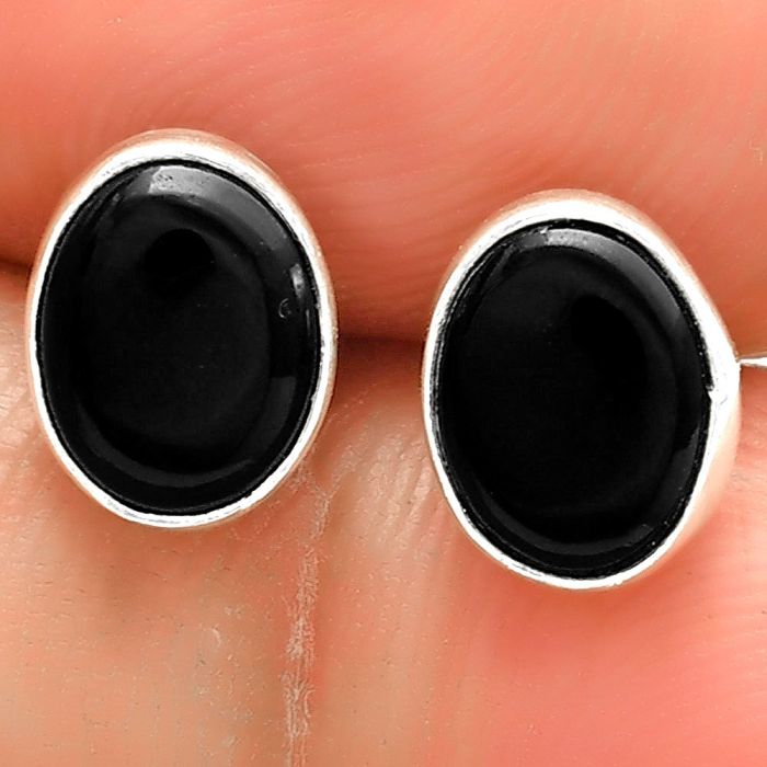 Natural Black Onyx - Brazil Stud Earrings SDE73565 E-1016, 6x8 mm
