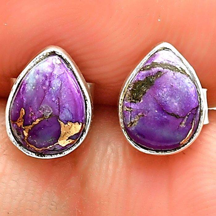 Copper Purple Turquoise - Arizona Stud Earrings SDE73612 E-1016, 7x5 mm