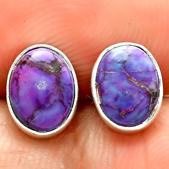Copper Purple Turquoise - Arizona Stud Earrings SDE73621 E-1016, 6x8 mm