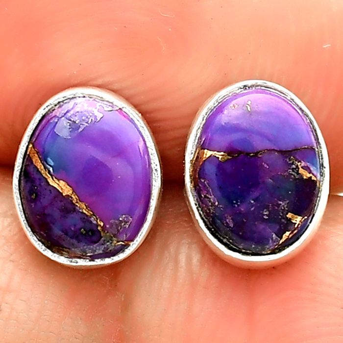 Copper Purple Turquoise - Arizona Stud Earrings SDE73625 E-1016, 6x8 mm