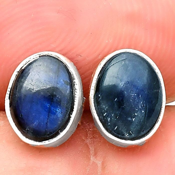 Natural Blue Fire Labradorite Stud Earrings SDE73816 E-1016, 6x8 mm