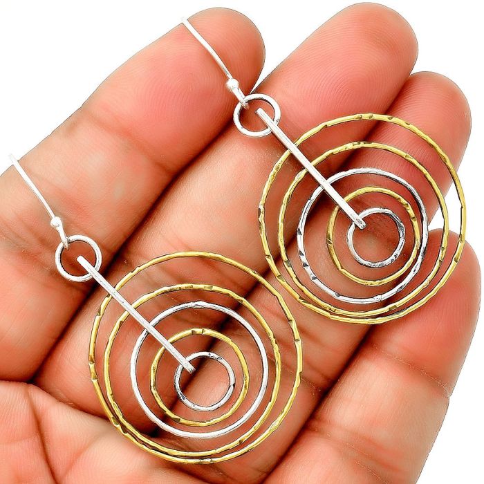 Two Tone Multi Layered Circle Dangle Earrings SDE73979, N/A