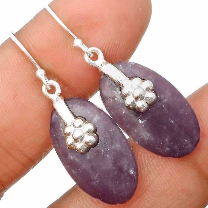 Natural Purple Lepidolite Earrings SDE75279 E-1137, 13x23 mm