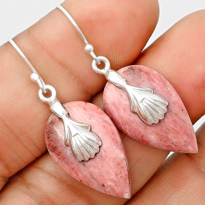 Natural Pink Tulip Quartz Earrings SDE75293 E-1137, 14x23 mm