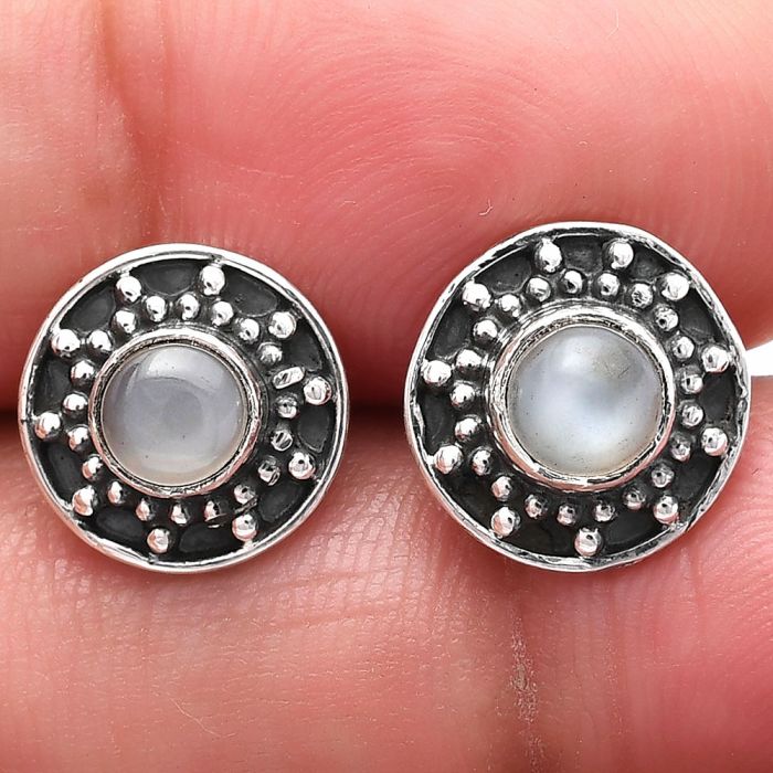 Srilankan Moonstone Stud Earrings SDE78047 E-1121, 5x5 mm